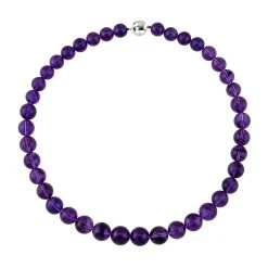 AAA Afrikanischer Amethyst Halskette (11-15 Mm) Ca. 50 Cm 925 Silber Rhodiniert Ca. 466.50 Ct