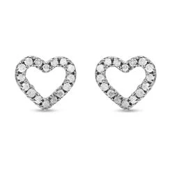 Weiße Diamant Ohrringe 925 Silber Platiniert Ca. 0.13 Ct