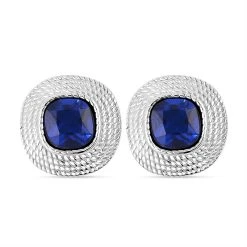Tansanit Zirkonia Ohrringe, Reiner Edelstahl, Ca. 7.50 Ct