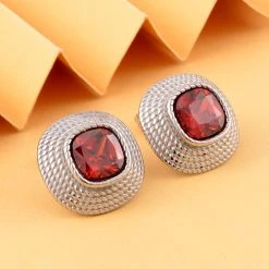 Roter Zirkonia Ohrringe, Reiner Edelstahl, Ca. 7.50 Ct -Schmuck Shoplc 7340133 1