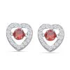 Rote Und Weiße Zirkonia Ohrringe In Herzform, 925 Silber Rhodiniert, Ca. 1.50 Ct -Schmuck Shoplc 7341786