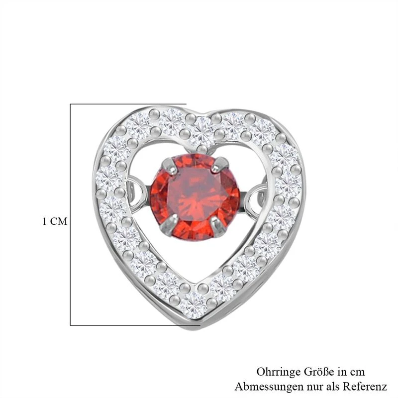 Rote Und Weiße Zirkonia Ohrringe In Herzform, 925 Silber Rhodiniert, Ca. 1.50 Ct 7 Rote Und Weiße Zirkonia Ohrringe In Herzform, 925 Silber Rhodiniert, Ca. 1.50 Ct – Bild 5