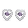 Lila Und Weiße Zirkonia Ohrringe In Herzform, 925 Silber Rhodiniert, Ca. 1.50 Ct -Schmuck Shoplc 7341796
