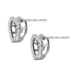 Lila Und Weiße Zirkonia Ohrringe In Herzform, 925 Silber Rhodiniert, Ca. 1.50 Ct -Schmuck Shoplc 7341796 3