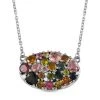 Natürliche Mehrfarbige-Turmalin Halskette, Ca. 50 Cm 925 Silber Platiniert Ca. 4.21 Ct -Schmuck Shoplc 7343796