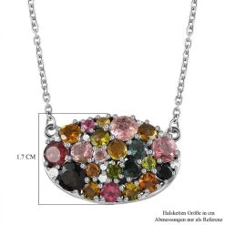 Natürliche Mehrfarbige-Turmalin Halskette, Ca. 50 Cm 925 Silber Platiniert Ca. 4.21 Ct -Schmuck Shoplc 7343796 5