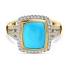 Amerikanischer, Natürlicher Sleeping Beauty Türkis, Weißer Zirkon Ring, 925 Silber Vergoldet (Größe 19.00), Ca. 5.94 Ct -Schmuck Shoplc 7343839