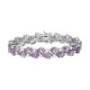 Rose De France Amethyst, Weißer Zirkon Armband Ca. 20 Cm 925 Silber Platiniert Ca. 35.93 Ct -Schmuck Shoplc 7362780