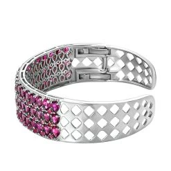 Rhodolith Granat Armreif, Ca. 19 Cm, 925 Silber Platiniert Ca. 25.27 Ct -Schmuck Shoplc 7362791 3