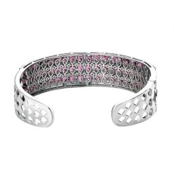 Rhodolith Granat Armreif, Ca. 19 Cm, 925 Silber Platiniert Ca. 25.27 Ct -Schmuck Shoplc 7362791 4