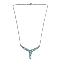 Paraiba-Apatit Collier, Ca. 45 Cm, 925 Silber Platiniert Ca. 7.46 Ct -Schmuck Shoplc 7365874 3
