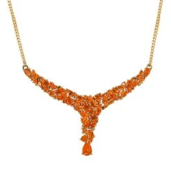 Salamanca Feueropal-Collier, Ca. 45 Cm, 925 Silber Vergoldet Ca. 4.95 Ct