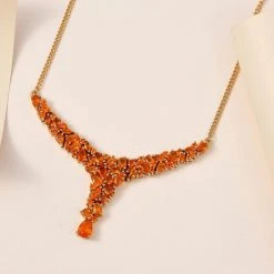 Salamanca Feueropal-Collier, Ca. 45 Cm, 925 Silber Vergoldet Ca. 4.95 Ct -Schmuck Shoplc 7365936 2