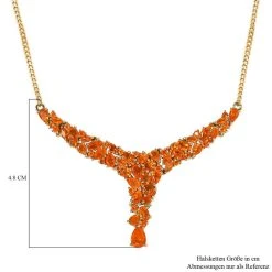 Salamanca Feueropal-Collier, Ca. 45 Cm, 925 Silber Vergoldet Ca. 4.95 Ct -Schmuck Shoplc 7365936 6