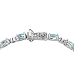 Kambodschanisches, Blaues Und Weißes Zirkon Armband, Ca. 19 Cm, 925 Silber Platiniert Ca. 12.69 Ct -Schmuck Shoplc 7372756 3