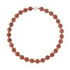 Gefärbte Rote Jade Halskette, (13-15mm), Ca. 50 Cm, 925 Silber, Ca. 684.00 Ct -Schmuck Shoplc 7378385