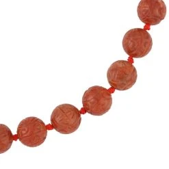 Gefärbte Rote Jade Halskette, (13-15mm), Ca. 50 Cm, 925 Silber, Ca. 684.00 Ct -Schmuck Shoplc 7378385 2