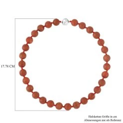 Gefärbte Rote Jade Halskette, (13-15mm), Ca. 50 Cm, 925 Silber, Ca. 684.00 Ct -Schmuck Shoplc 7378385 4
