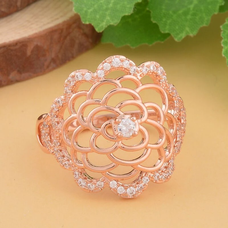 Weißer Zirkonia Ring, (Größe 21.00) Ca.0roséfarben 1.00 Ct 4 Weißer Zirkonia Ring, (Größe 21.00) Ca.0roséfarben 1.00 Ct – Bild 2