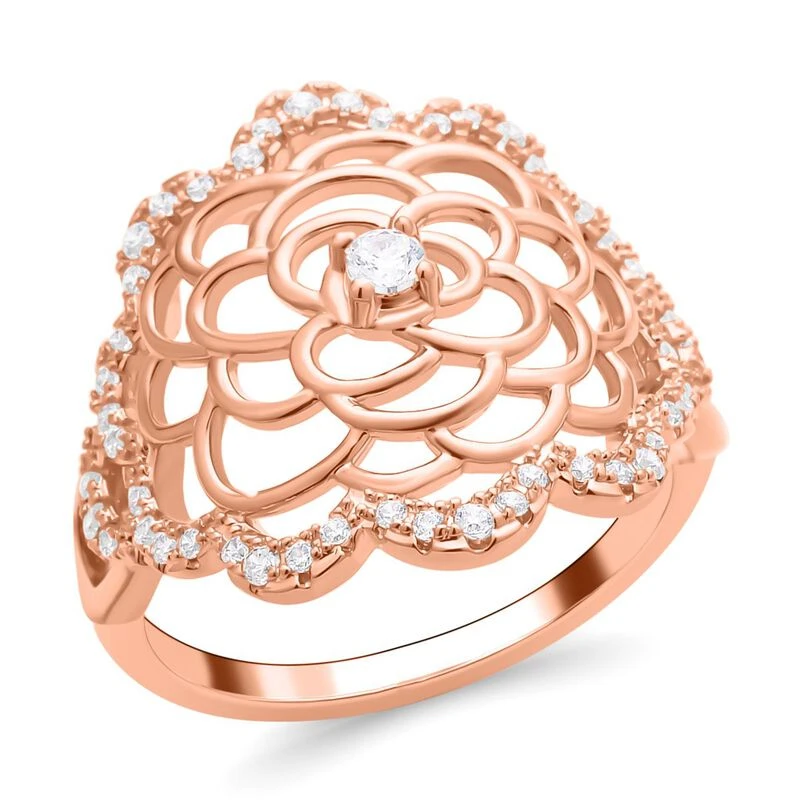 Weißer Zirkonia Ring, (Größe 21.00) Ca.0roséfarben 1.00 Ct 6 Weißer Zirkonia Ring, (Größe 21.00) Ca.0roséfarben 1.00 Ct – Bild 4