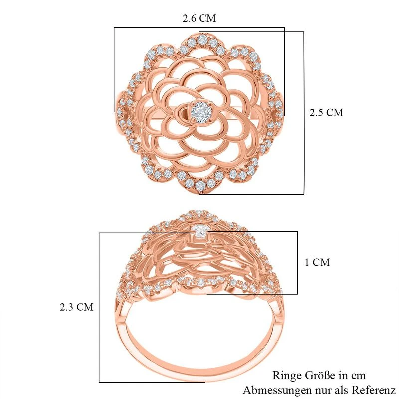 Weißer Zirkonia Ring, (Größe 21.00) Ca.0roséfarben 1.00 Ct 9 Weißer Zirkonia Ring, (Größe 21.00) Ca.0roséfarben 1.00 Ct – Bild 7