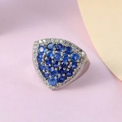 Kaschmir Kyanit Und Zirkon Ring, 925 Silber Platiniert (Größe 17.00) Ca. 3.92 Ct -Schmuck Shoplc 7380068 1