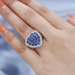 Kaschmir Kyanit Und Zirkon Ring, 925 Silber Platiniert (Größe 17.00) Ca. 3.92 Ct -Schmuck Shoplc 7380068 2