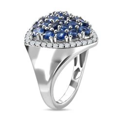 Kaschmir Kyanit Und Zirkon Ring, 925 Silber Platiniert (Größe 17.00) Ca. 3.92 Ct -Schmuck Shoplc 7380068 3
