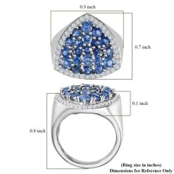 Kaschmir Kyanit Und Zirkon Ring, 925 Silber Platiniert (Größe 17.00) Ca. 3.92 Ct -Schmuck Shoplc 7380068 5