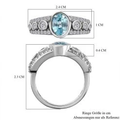 Kambodschanischer, Blauer Zirkon, Weißer Zirkon Ring, 925 Silber Platiniert (Größe 18.00) Ca. 2.68 Ct -Schmuck Shoplc 7380755 6