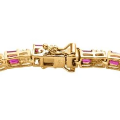 Afrikanischer Rubin (Fissure Gefüllt), Weißer Zirkon Armband Ca. 19 Cm 925 Silber Gelbgold Vermeil Ca. 8.45 Ct -Schmuck Shoplc 7383439 3