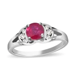 Afrikanischer Rubin (Fissure Gefüllt), Weißer Zirkon Ring, 925 Silber Platiniert (Größe 19.00) Ca. 1.50 Ct -Schmuck Shoplc 7384173 3