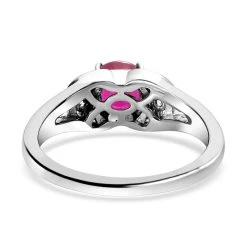 Afrikanischer Rubin (Fissure Gefüllt), Weißer Zirkon Ring, 925 Silber Platiniert (Größe 19.00) Ca. 1.50 Ct -Schmuck Shoplc 7384173 5