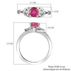 Afrikanischer Rubin (Fissure Gefüllt), Weißer Zirkon Ring, 925 Silber Platiniert (Größe 19.00) Ca. 1.50 Ct -Schmuck Shoplc 7384173 6