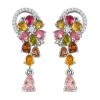 Natürlicher Mehrfarbige Turmalin Ohrringe, 925 Silber Platiniert Ca. 3.58 Ct -Schmuck Shoplc 7384505