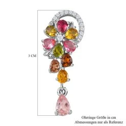Natürlicher Mehrfarbige Turmalin Ohrringe, 925 Silber Platiniert Ca. 3.58 Ct -Schmuck Shoplc 7384505 5