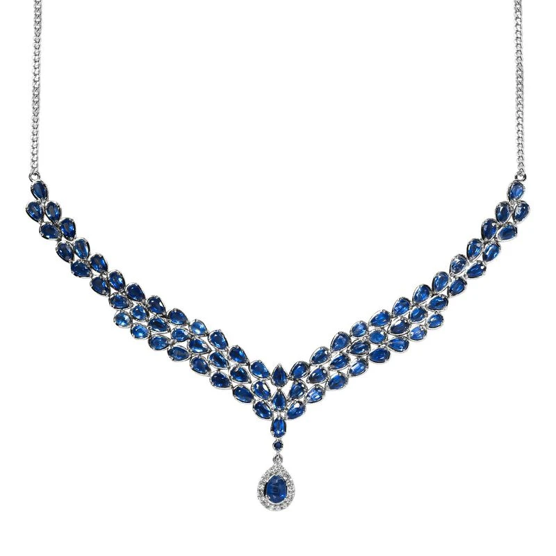 Kaschmir Kyanit Collier, Ca. 45 Cm, 925 Silber Platiniert Ca. 18.36 Ct 3 Kaschmir Kyanit Collier, Ca. 45 Cm, 925 Silber Platiniert Ca. 18.36 Ct