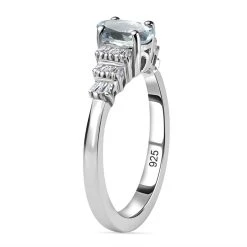 Espirito Santo Aquamarin Und Weißer Diamant Ring, 925 Silber Platiniert (Größe 17.00) Ca. 0,84 Ct -Schmuck Shoplc 7385528 4