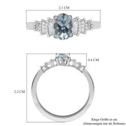 Espirito Santo Aquamarin Und Weißer Diamant Ring, 925 Silber Platiniert (Größe 17.00) Ca. 0,84 Ct -Schmuck Shoplc 7385528 6