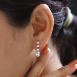 Espirito Santo Aquamarin Und Weiße Zirkon Ohrringe, 925 Silber Platiniert Ca. 1,09 Ct -Schmuck Shoplc 7385589 2