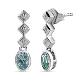 Espirito Santo Aquamarin Und Weiße Zirkon Ohrringe, 925 Silber Platiniert Ca. 1,09 Ct -Schmuck Shoplc 7385589 3