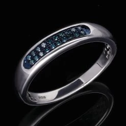 Blauer Diamant Ring, 925 Silber Platiniert (Größe 20.00) Ca. 0.10 Ct -Schmuck Shoplc 7385989 1
