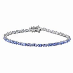 AA Tansanit Armband, Ca. 19 Cm, 925 Silber Platiniert Ca. 7.20 Ct