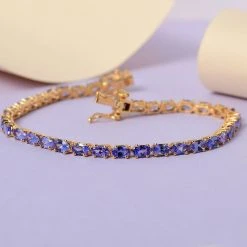 AA Tansanit Armband, Ca. 20 Cm, 925 Silber Gelbgold Vermeil Ca. 7.60 Ct 7 AA Tansanit Armband, Ca. 20 Cm, 925 Silber Gelbgold Vermeil Ca. 7.60 Ct -Schmuck Shoplc 7387309 1