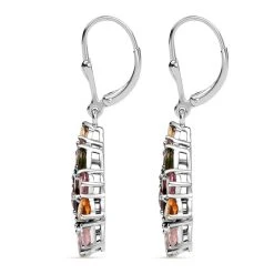 Natürlicher Mehrfarbige Turmalin Ohrringe, 925 Silber Platiniert, Ca. 3.80 Ct -Schmuck Shoplc 7388841 3