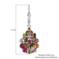 Natürlicher Mehrfarbige Turmalin Ohrringe, 925 Silber Platiniert, Ca. 3.80 Ct -Schmuck Shoplc 7388841 5