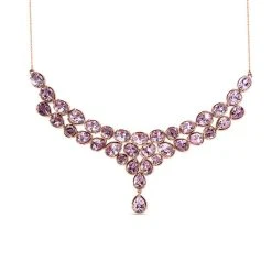 Rose De France Amethyst Collier, Ca. 45 Cm, 925 Silber Rosévergoldet Ca. 35.67 Ct