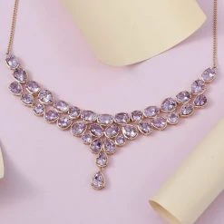 Rose De France Amethyst Collier, Ca. 45 Cm, 925 Silber Rosévergoldet Ca. 35.67 Ct -Schmuck Shoplc 7389498 2