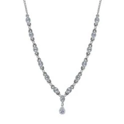Espirito Santo Aquamarin Und Weißer Zirkon Collier, Ca. 45 Cm 925 Silber Platiniert Ca. 4,90 Ct