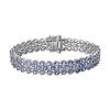Tansanit Armband, Ca. 19 Cm, 925 Silber Platiniert Ca. 14.85 Ct -Schmuck Shoplc 7425480